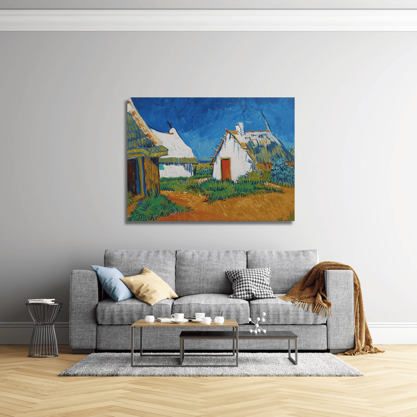 Tres cabañas en Saintes-Maries - Vincent van Gogh (Horizontal)