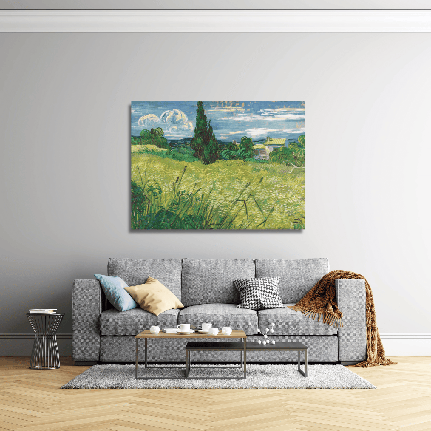 Trigal verde con ciprés- Vincent van Gogh (Horizontal)
