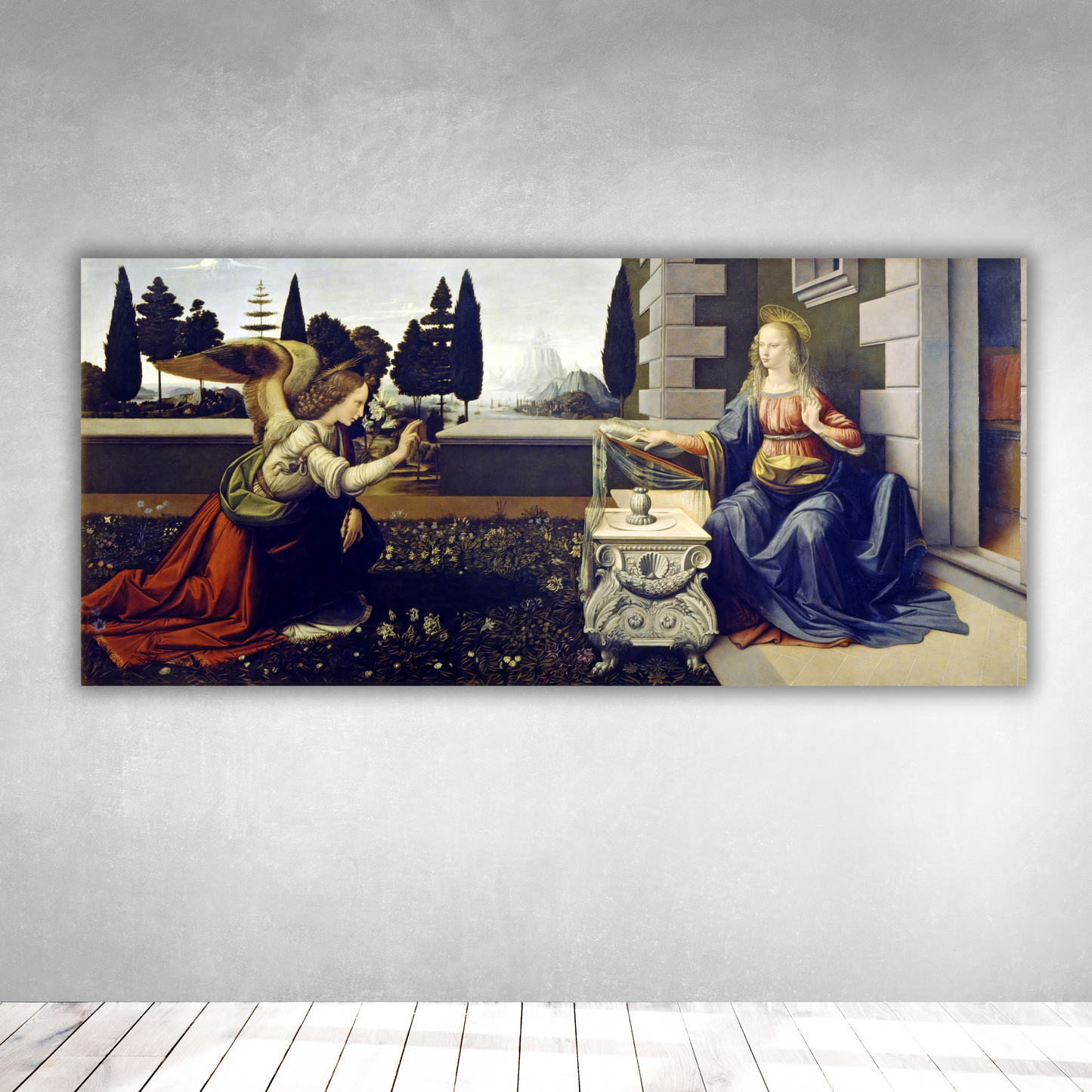 La Anunciación - Leonardo Da Vinci (Panorámico Horizontal)