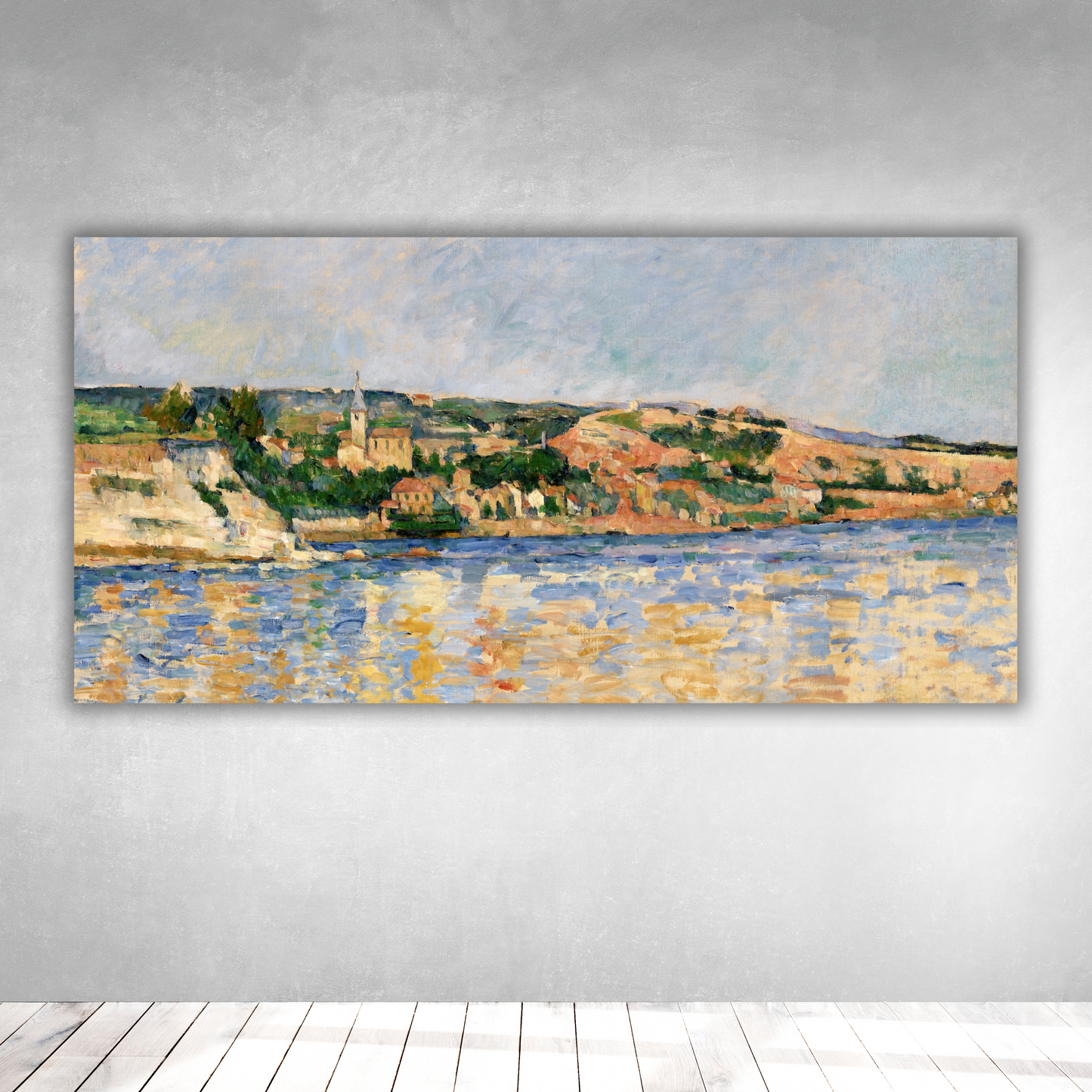 Aldea a la Orilla del Agua - Paul Cezanne (Panorámico Horizontal)
