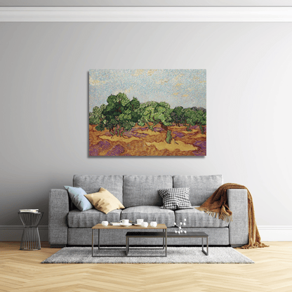 Olivos con cielo amarillo y sol - Vincent van Gogh (Horizontal)