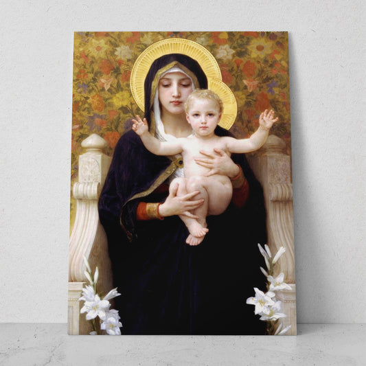 La Virgen de los Lirios - Willian-Adolphe Bouguereau (Vertical)