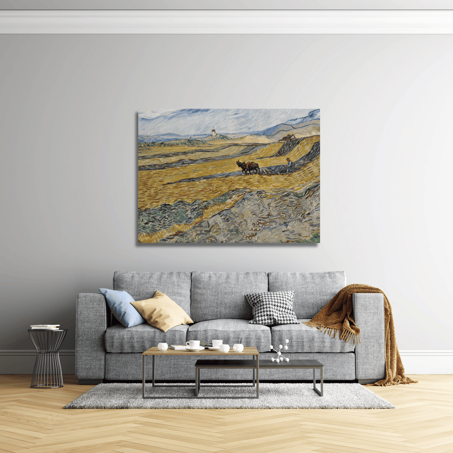 Campo cercado con labrador- Vincent van Gogh (Horizontal)