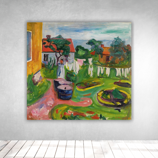 Ropa en una línea en Åsgårdstrand - Edvard Munch (Cuadrado)