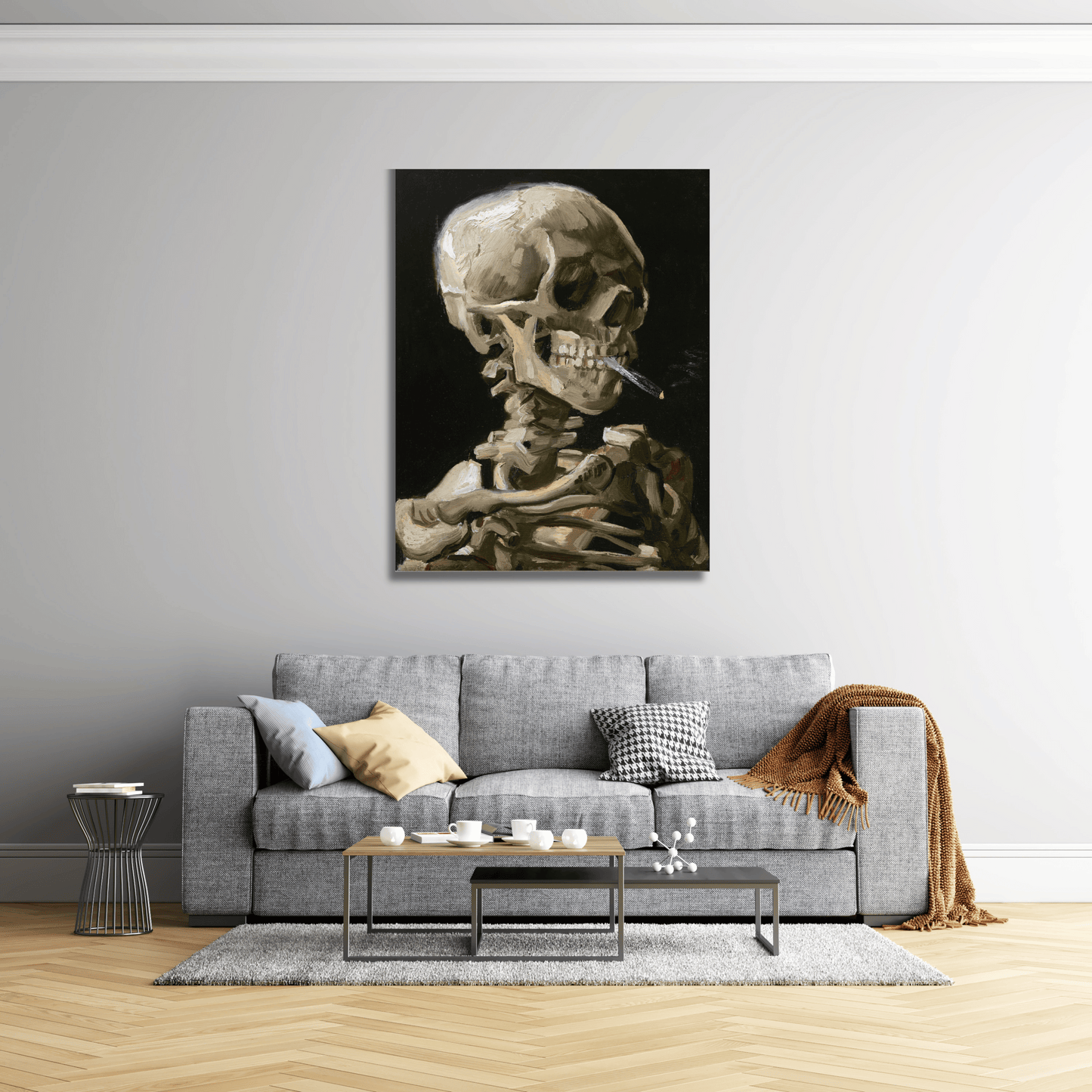 Calavera con cigarro encendido - Vincent van Gogh (Vertical)