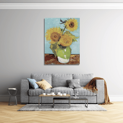 Jarrón con tres girasoles - Vincent van Gogh (Vertical)