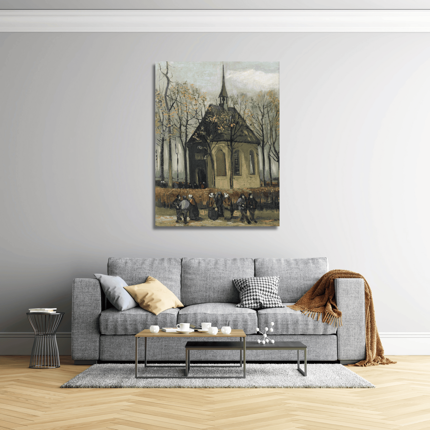 Congregación saliendo de la iglesia en Nuenen - Vincent van Gogh (Vertical)