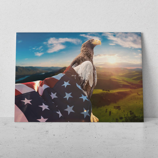 Águila con bandera Estados Unidos (Horizontal) #AN01_18