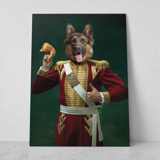 Perro militar comiendo pollo (Vertical) #AN06_003