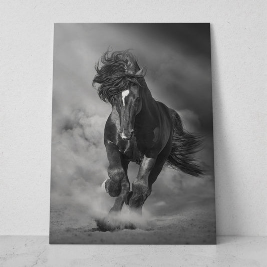 Caballo galopando blanco y negro (Vertical) #AN07_14