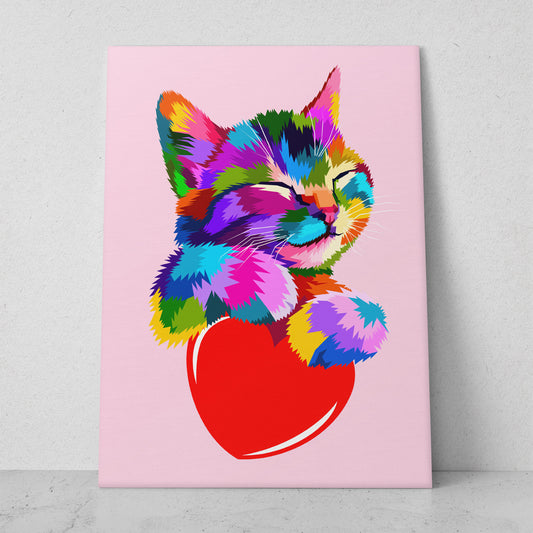 Gato de colores con corazón (Vertical) #AN12_088
