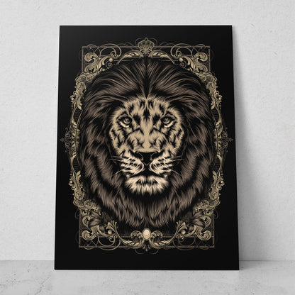 Ilustración león negro y dorado (Vertical) #AN14_071