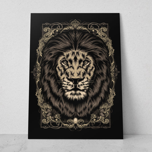 Ilustración león negro y dorado (Vertical) #AN14_071
