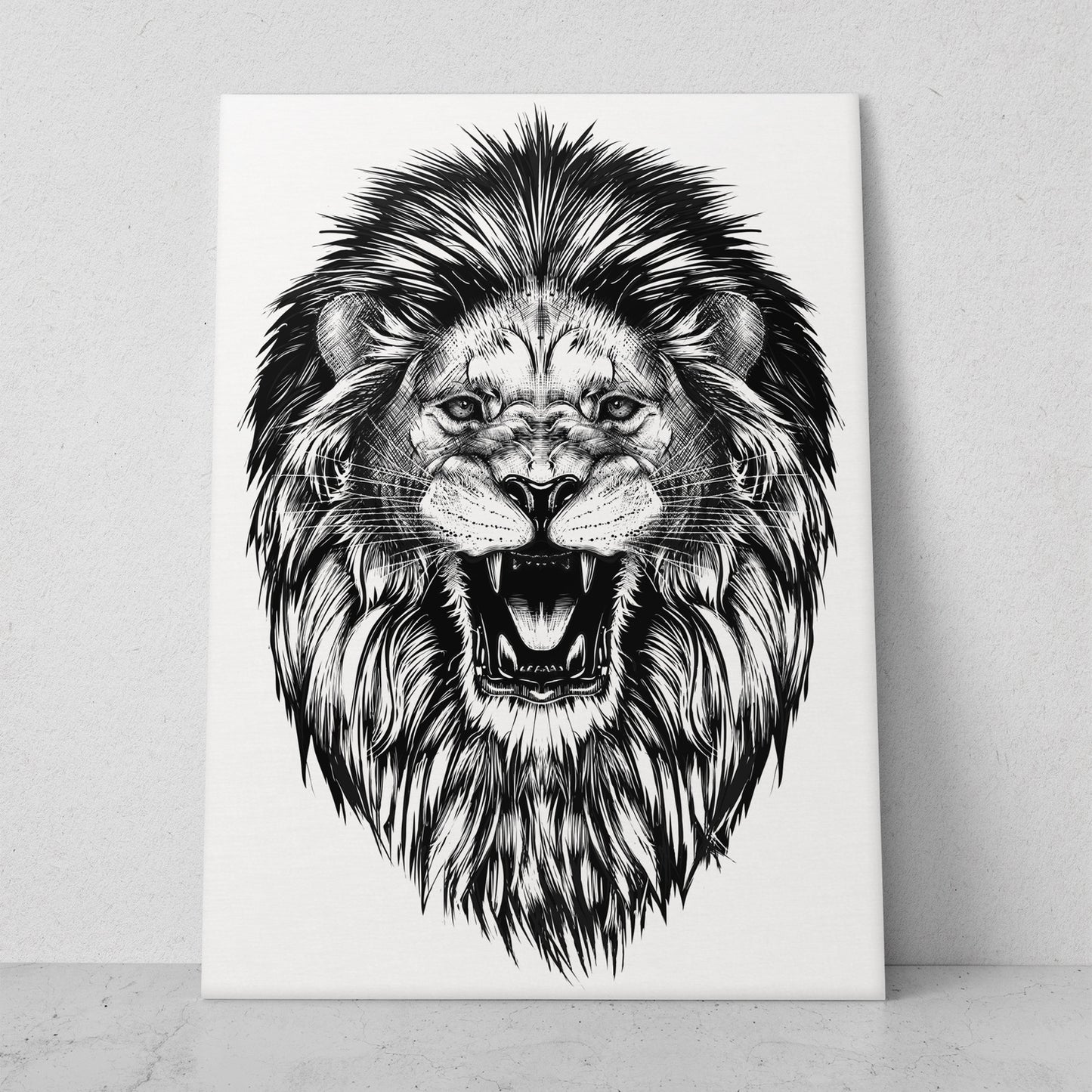 Ilustración león blanco y negro (Vertical) #AN14_075