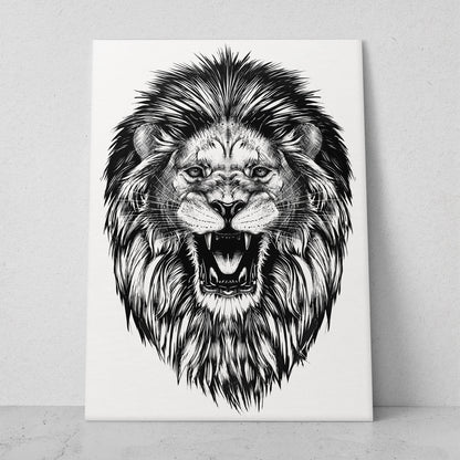 Ilustración león blanco y negro (Vertical) #AN14_075