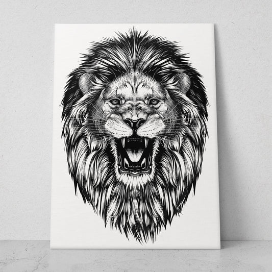 Ilustración león blanco y negro (Vertical) #AN14_075