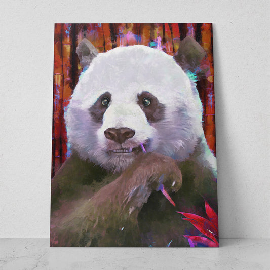 Ilustración panda comiendo bambú (Vertical) #AN17_04