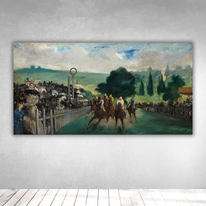 Carrera de caballos en Longchamp - Edouard Manet (Panorámico Horizontal)