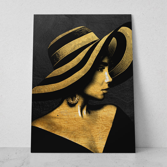Mujer del Sombrero - Pinturas Black & Gold (Vertical) #BG05_02