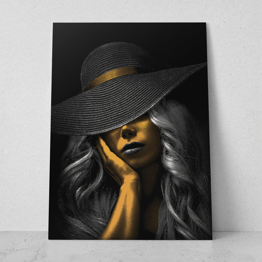 Mujer con sombrero negro - Pinturas Black & Gold (Vertical) #BG05_04