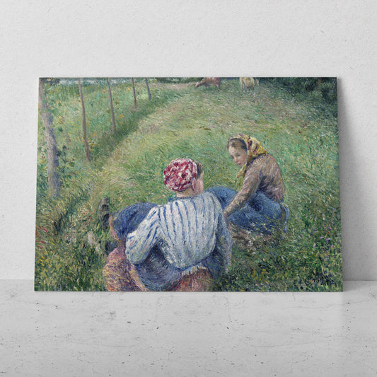 Jóvenes campesinas descansando - Camille Pissarro (Horizontal)