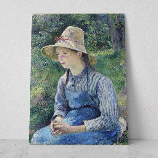 Niña campesina con sombrero de paja - Camille Pissarro (Vertical)