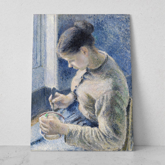 Joven campesina tomando café - Camille Pissarro (Vertical)