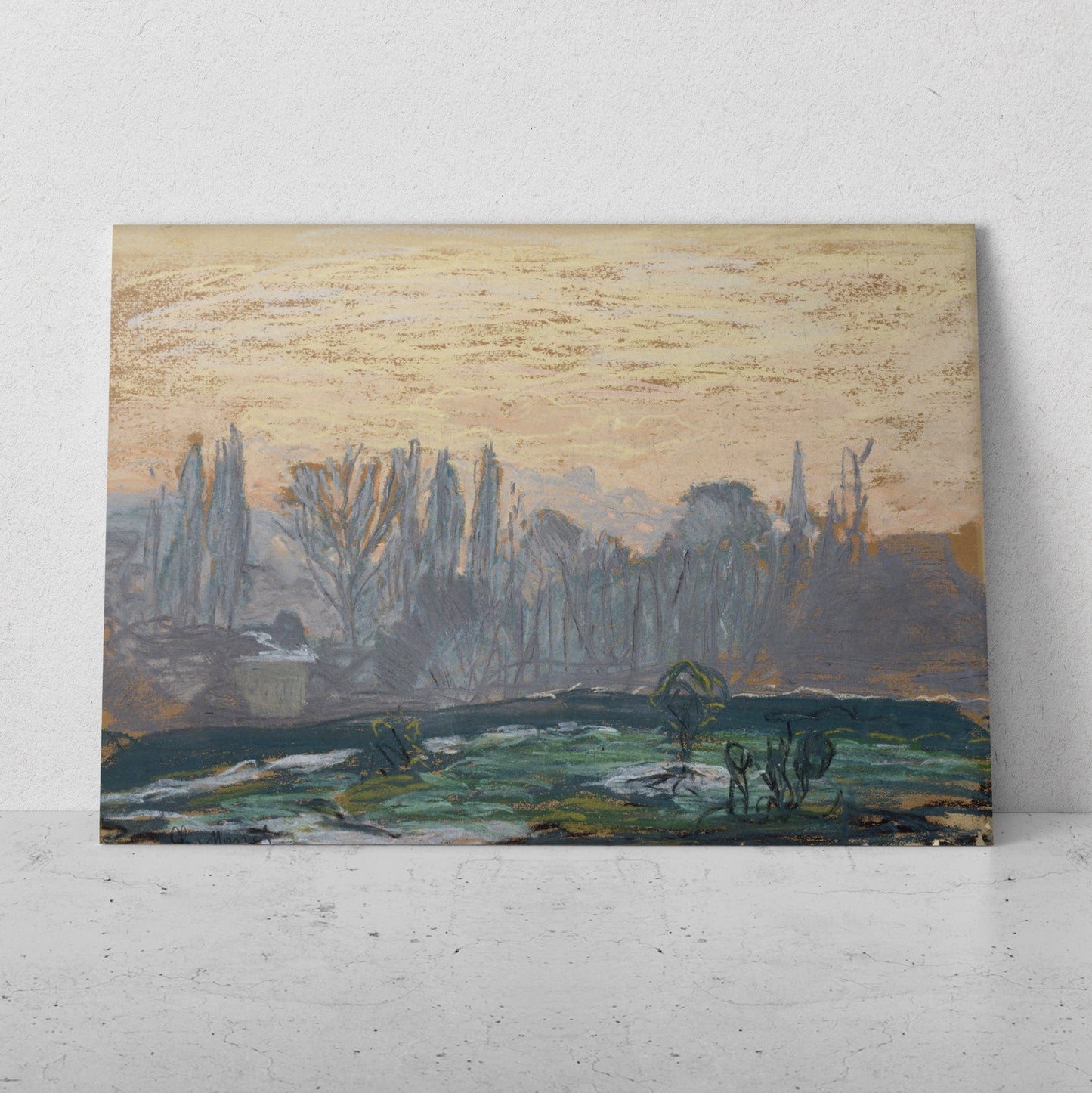 Paisaje invernal con cielo vespertino - Claude Monet (Horizontal)