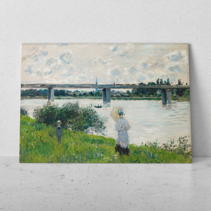 El paseo con el puente del ferrocarril - Claude Monet (Horizontal)