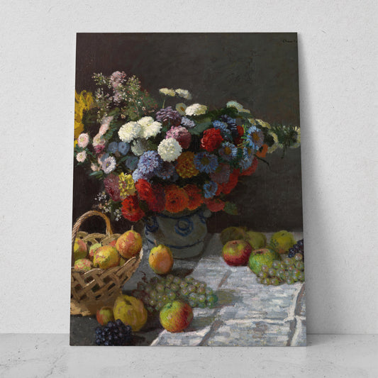 Naturaleza muerta con flores y frutas - Claude Monet (Vertical)
