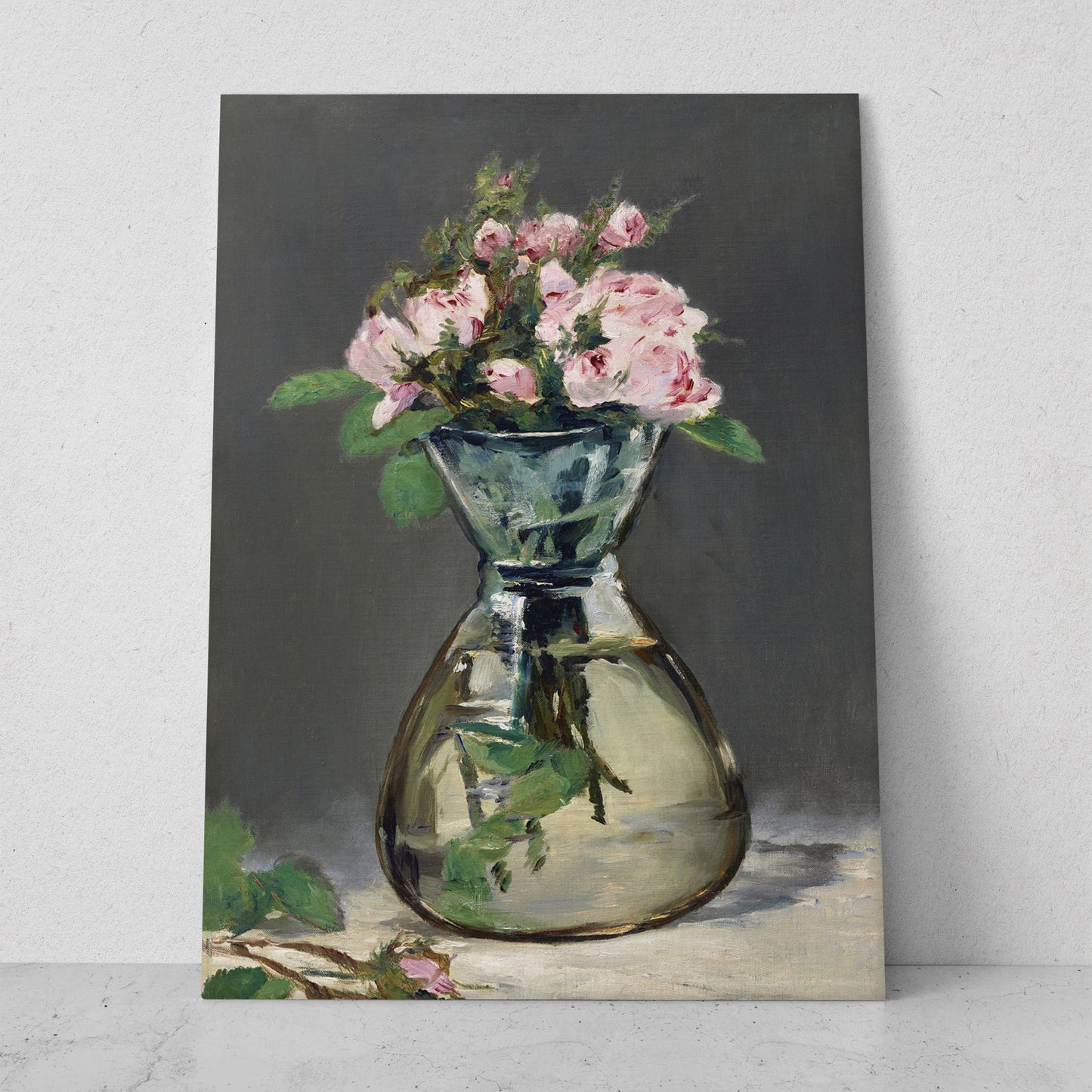 Rosas de musgo en un jarrón - Edouard Manet (Vertical)