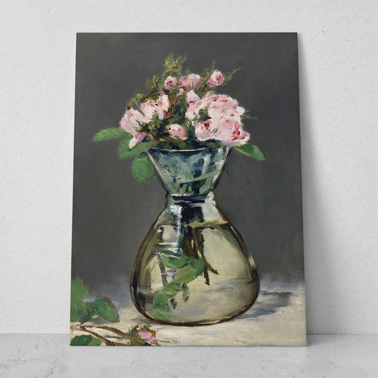 Rosas de musgo en un jarrón - Edouard Manet (Vertical)