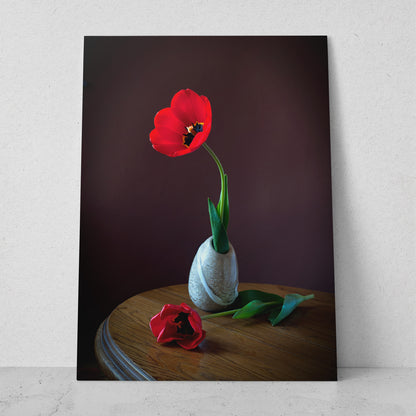 Tulipán rojo en florero (Vertical) #FP_008