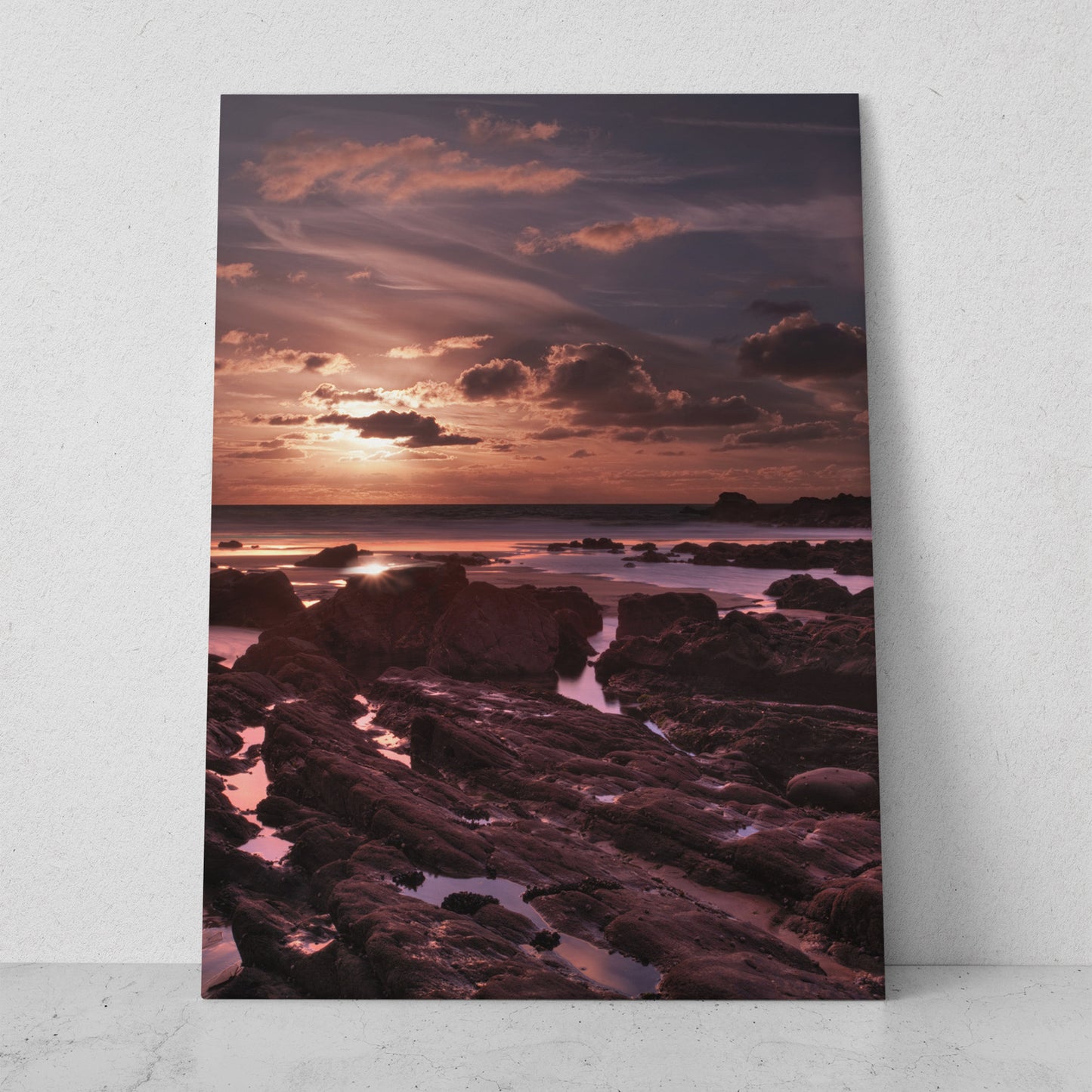 Atardecer en el mar y las rocas (Vertical) #PN07_020