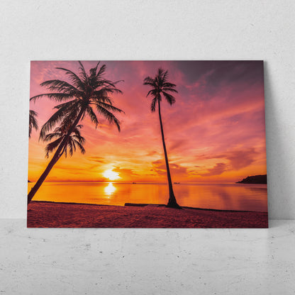 Atardecer en playa con palmeras (Horizontal) #PN07_031