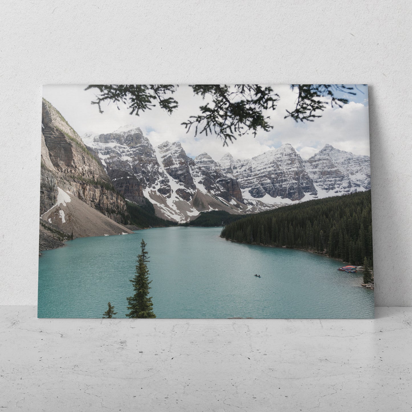 Lago azul bajo las montañas y la nieve (Horizontal) #PN10_34