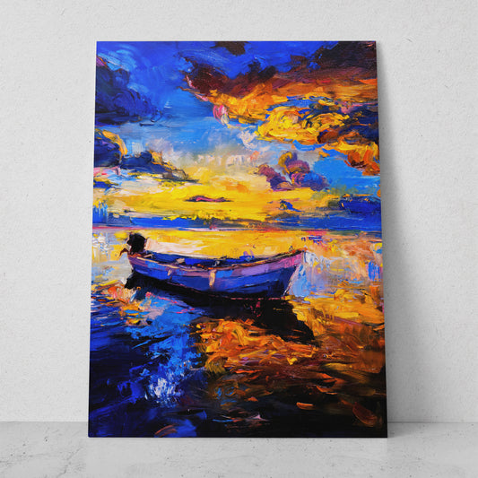 Bote de madera al atardecer (Vertical) #PO_10