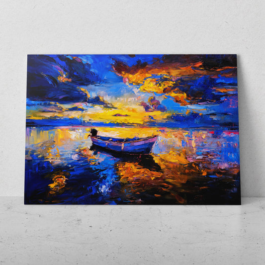 Bote de madera al atardecer (Horizontal) #PO_36