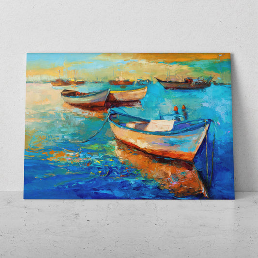 Botes pesqueros en paisaje azul (Horizontal) #PO_40