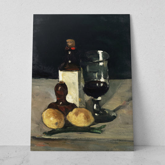 Naturaleza muerta con botella, vidrio y limones - Paul Cezanne (Vertical)
