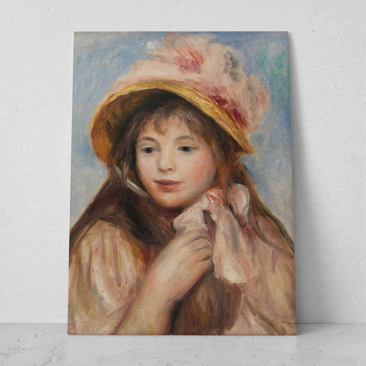 Chica con gorro rosa - Pierre Auguste Renoir (Vertical)