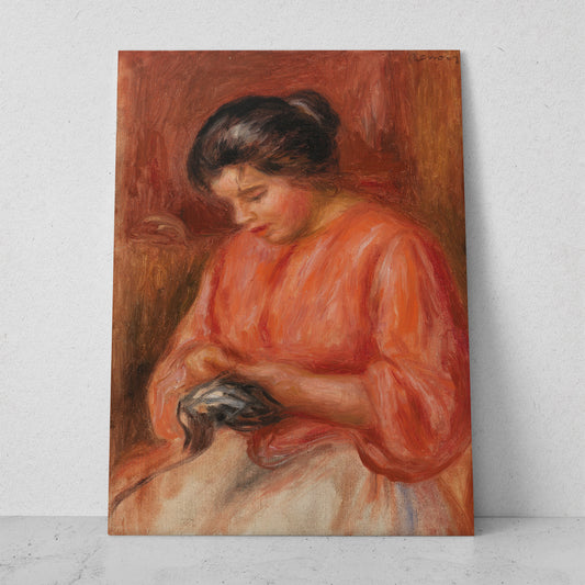 Chica Zurciendo - Pierre Auguste Renoir (Vertical)