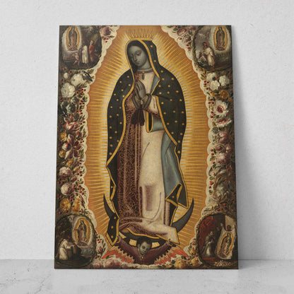Virgen de Guadalupe con flores (Vertical) #R_174