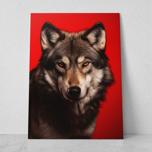Lobo - Fondo Rojo (Vertical)
