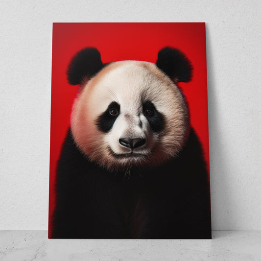 Oso panda - Fondo Rojo (Vertical)