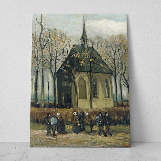 Congregación saliendo de la iglesia en Nuenen - Vincent van Gogh (Vertical)