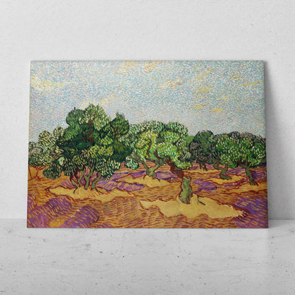 Olivos con cielo amarillo y sol - Vincent van Gogh (Horizontal)