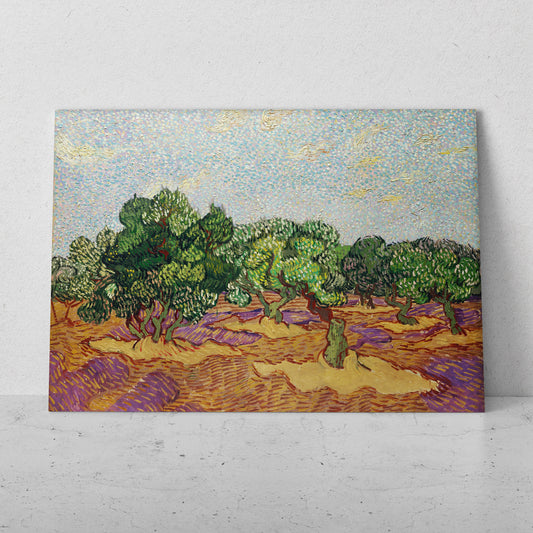 Olivos con cielo amarillo y sol - Vincent van Gogh (Horizontal)