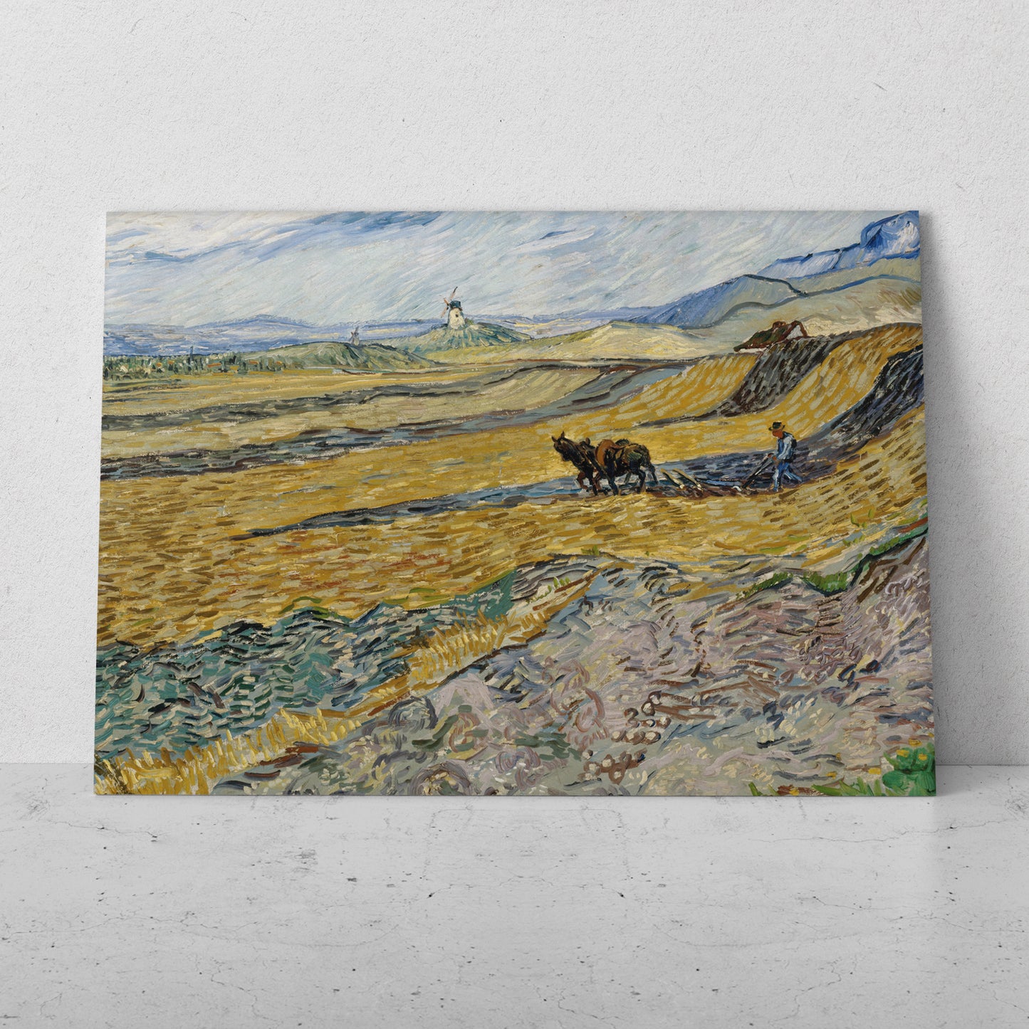 Campo cercado con labrador- Vincent van Gogh (Horizontal)