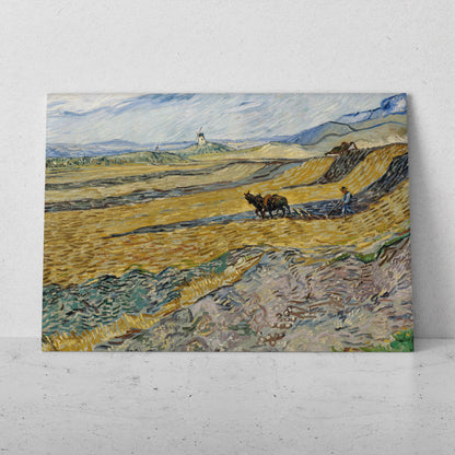Campo cercado con labrador- Vincent van Gogh (Horizontal)